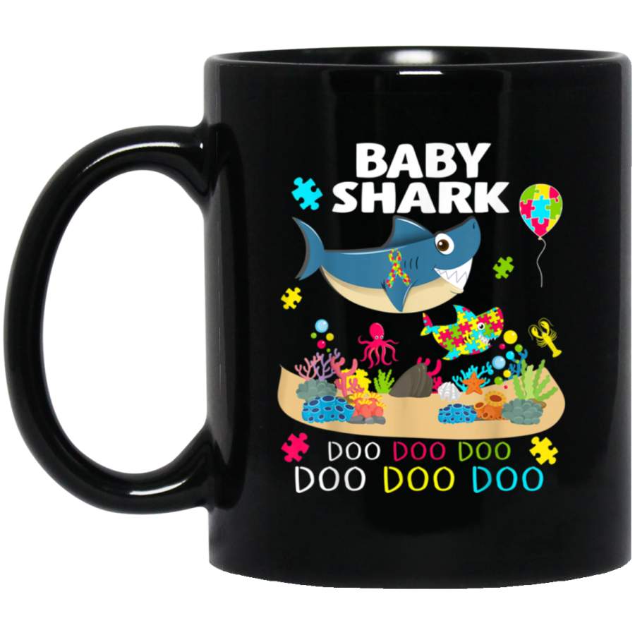 Baby Autism Shark Doo Doo Funny Autism Awareness Gift Black Mug