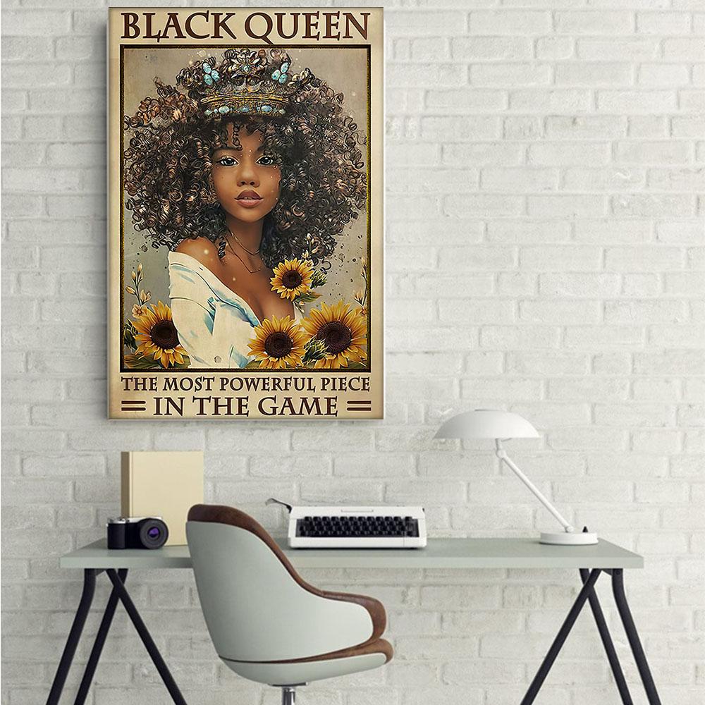 Nice African Custom Canvas Art Unique Afro Poster Print Black Girl Afro Man Alluring Wall Decals