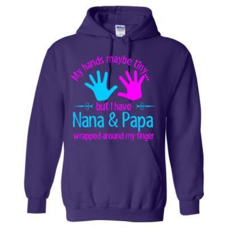 AGR My Hands Maybe Tiny But I Have Nana And Papa Wrapped Finger – Heavy Blend™ Hooded Sweatshirt