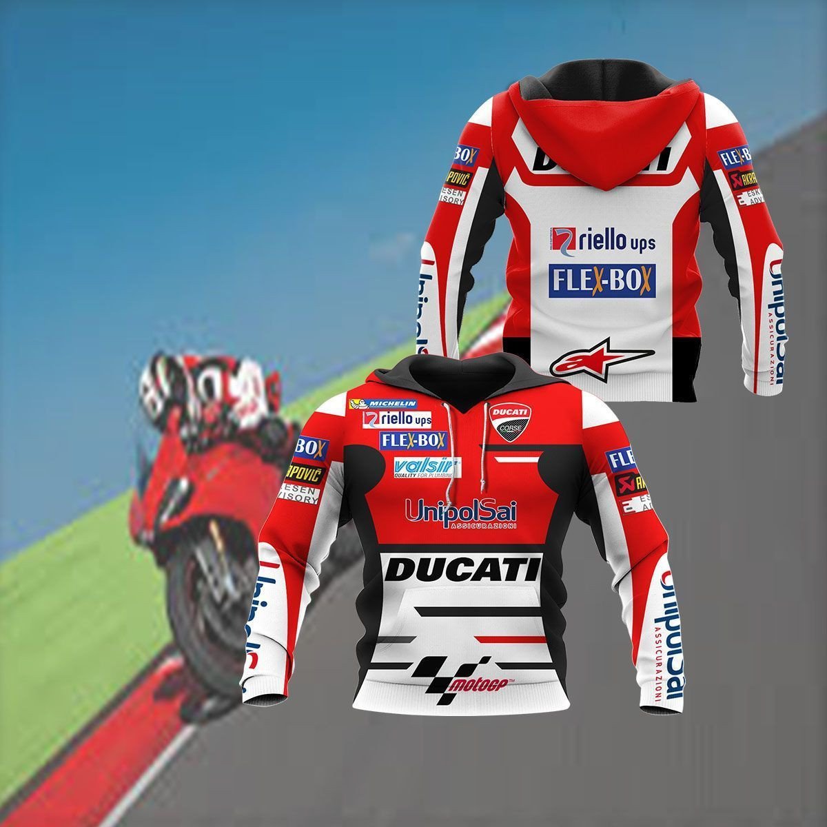 3D All Over Printed Ducati Racing Shirts Ver 12 (Red)