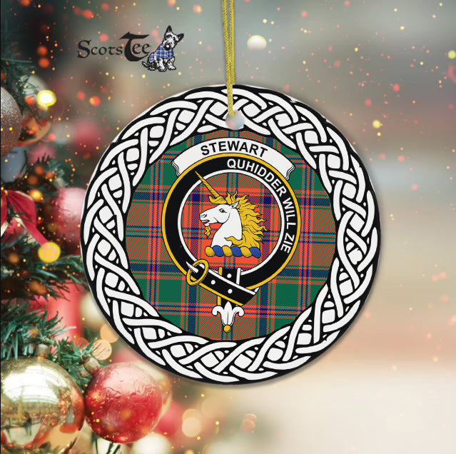 Stewart (Of Appin) Scottish Clan Tartan Crest Badge Plaid Ornament Gift. Christmas Tree Ornament Tartan Ornament Great Christmas Ornaments Gift