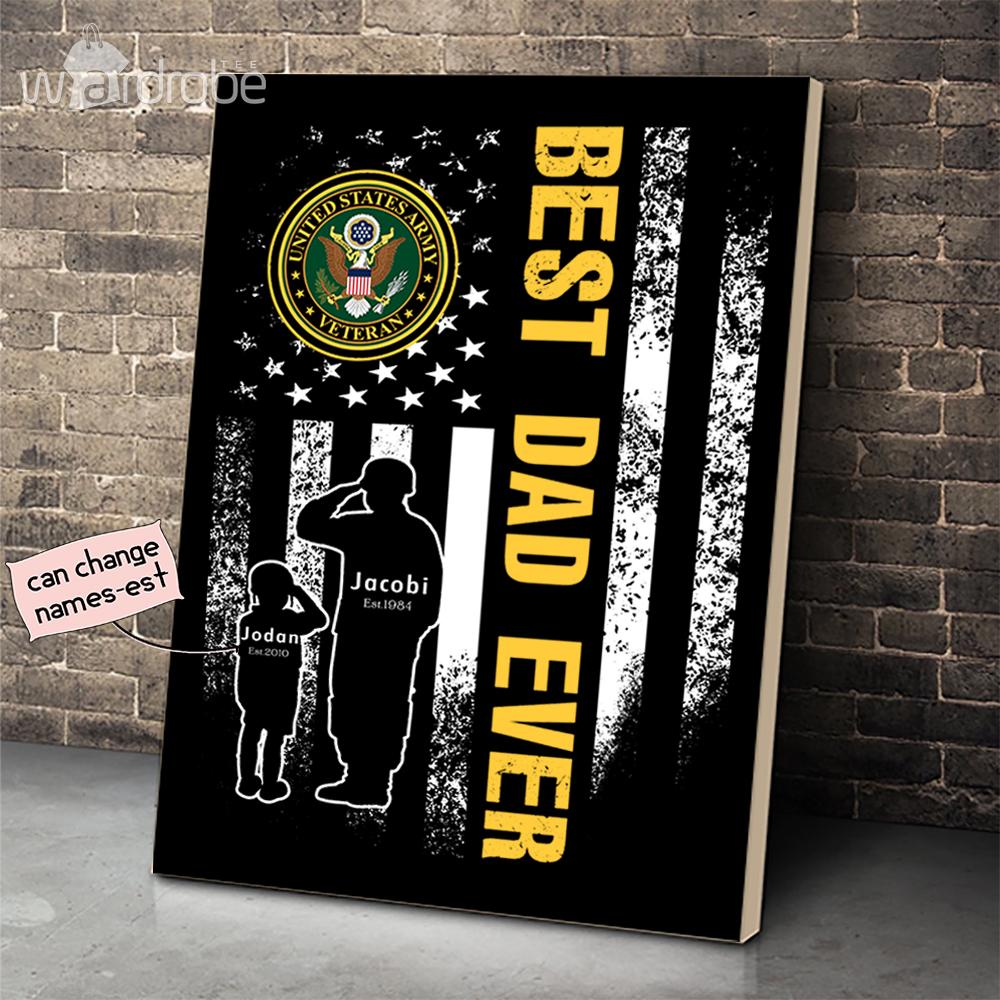 Personalized Father’s Day Gift Custom Canvas Dad And Son United States Army Veteran 1