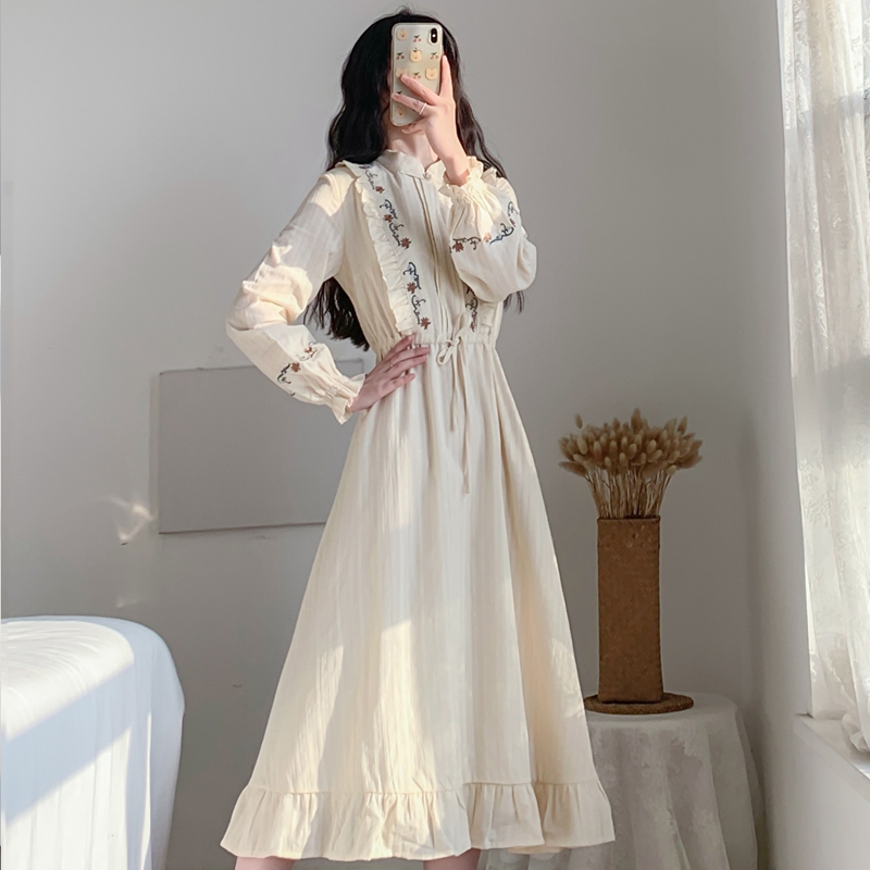 Sweet Girl Holiday Lantern Sleeve Spring Maxi Dress Women’s Embroidery Flower Wedding Robe Elegant Party Beach Femme Vestidos alx