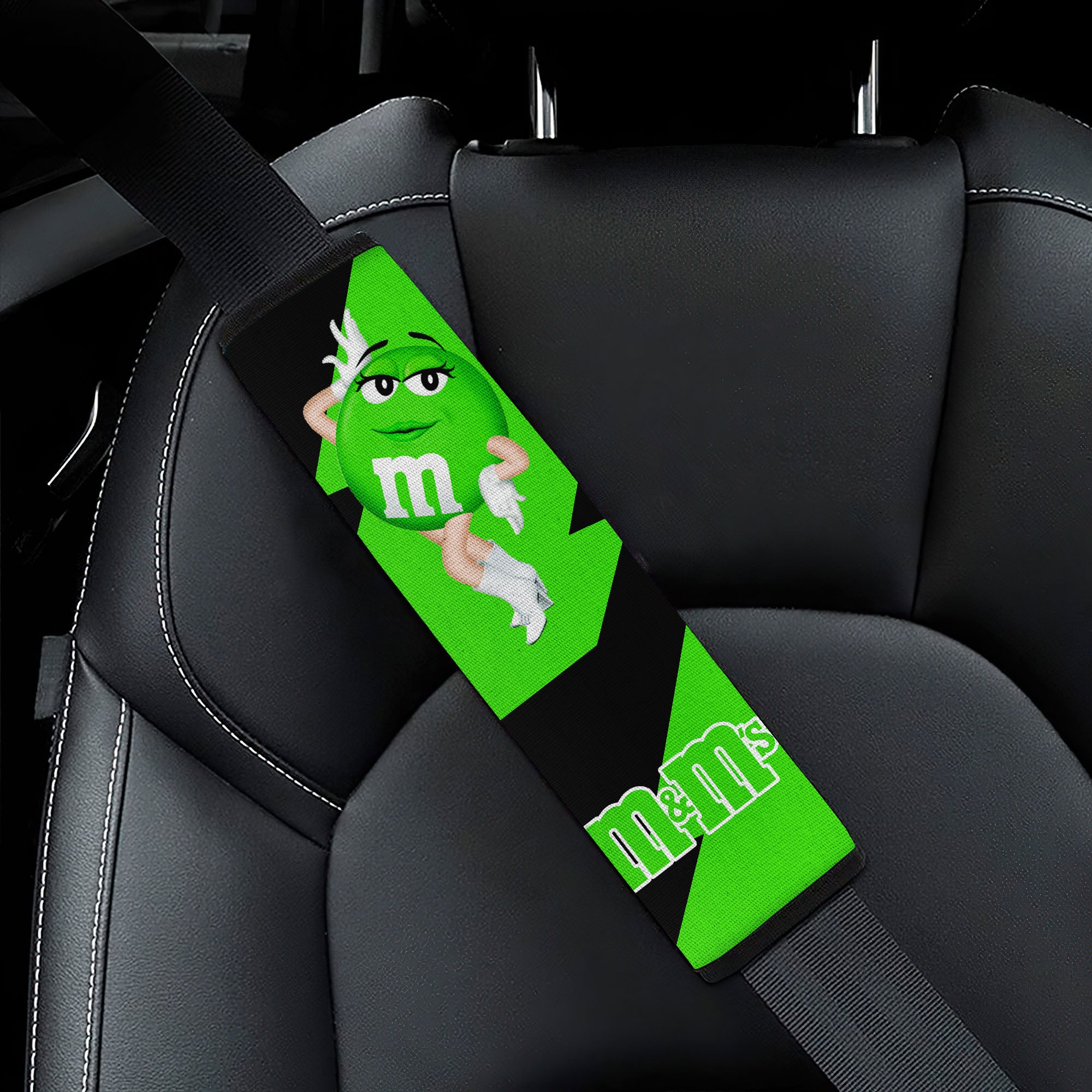 M&M’S Candy Ice Cream Cones Chocolate Green Car Seat Belt Covers Custom Car Accessories