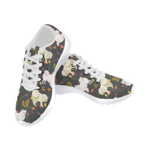 American Eskimo Dog Flower White Sneakers Size 13-15 for Men