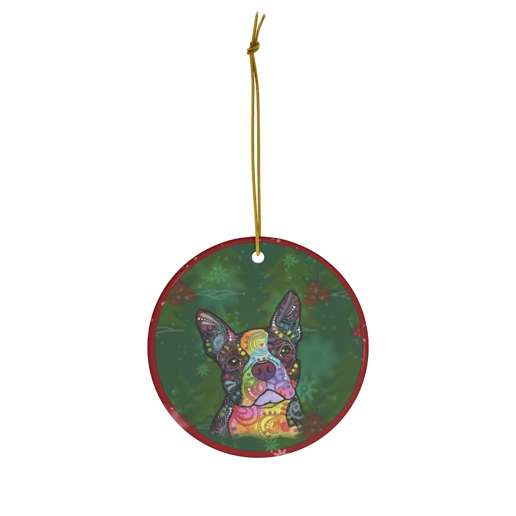 Boston Terrier Design Ceramic Christmas Ornaments – Dean Russo Art