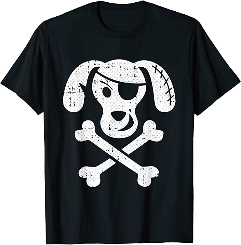 Dog Pirate Lazy Halloween Costume Puppy Skull Cross-bones T-Shirt