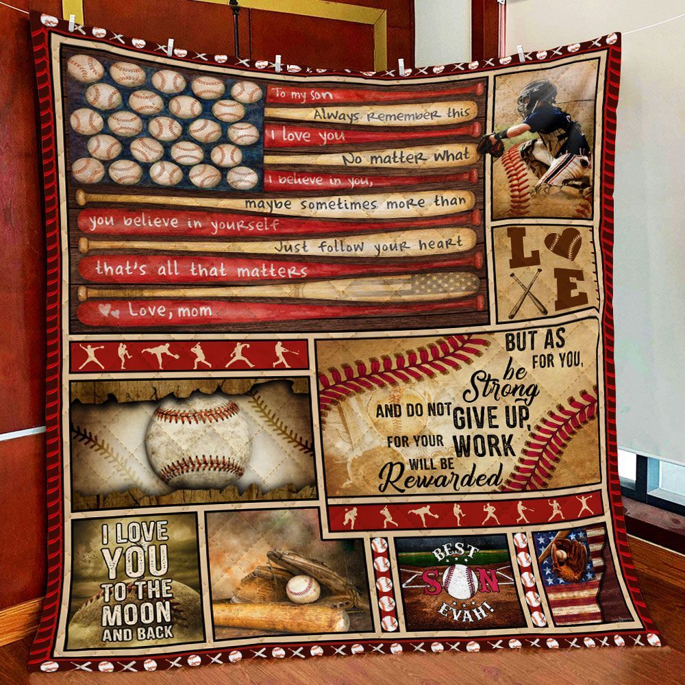 To My Son Baseball Quilt Blanket