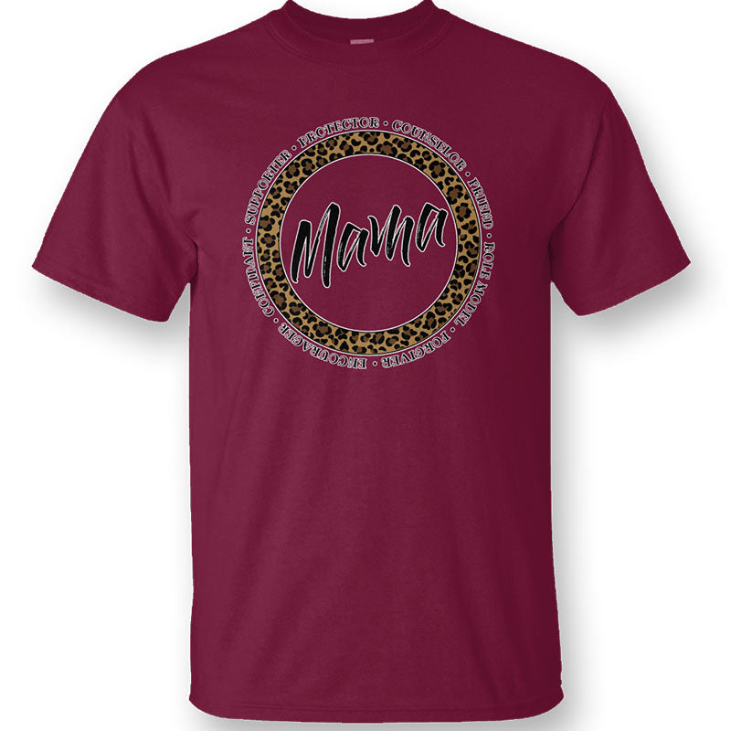 Sassy Frass Mama Words Leopard Bella Canvas T-Shirt