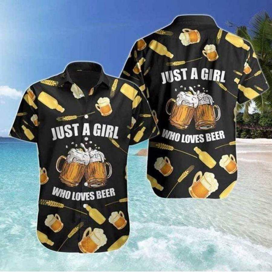 Just A Girl Loves Beer Tropical Hawaii Aloha Shirts Ha29914