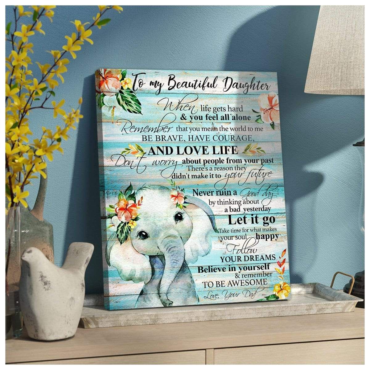 To My Beautiful Daughter Elephant Wall Art Canvas