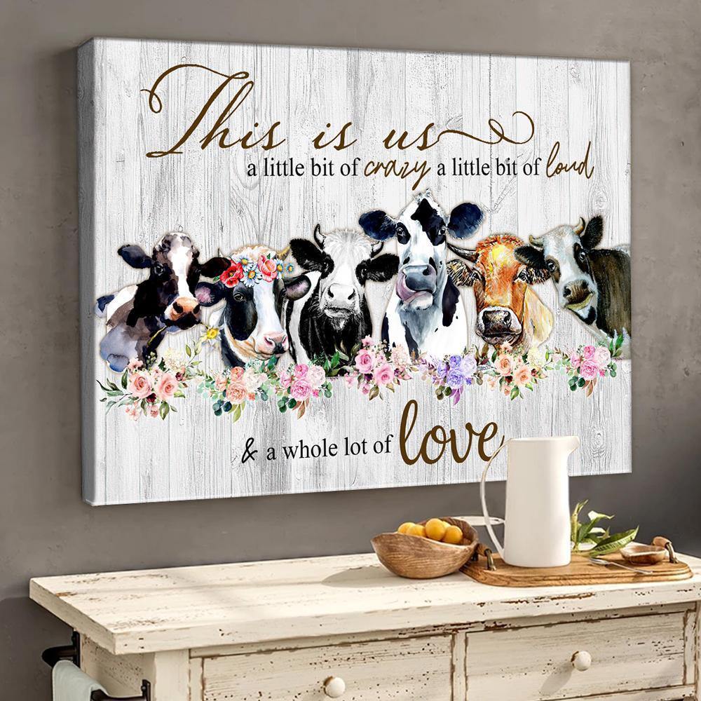 A Whole Lot Of Love Cow Farmer –  Gifts For Family Love , Gift For Home Decor – Horizontal Canvas Matte Canvas Wall Art