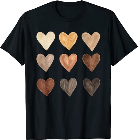 Shades of Melanin Hearts Love Valentine’s Day 2021 2D T-shirt