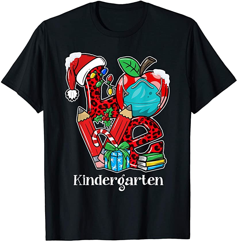 Ph Love Leopard Plaid Kindergarten Teacher Christmas Gift T-Shirt