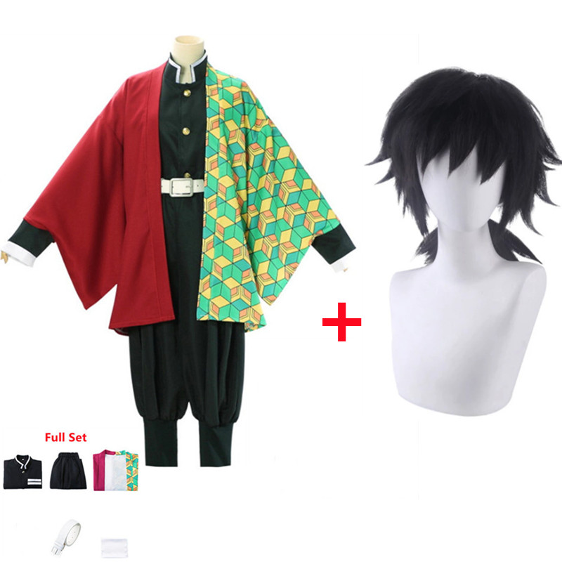 Anime Demon Slayer Kimetsu no Yaiba Giyuu Tomioka Cosplay Costume Kimono Uniform Set Halloween Carnival Clothes alx