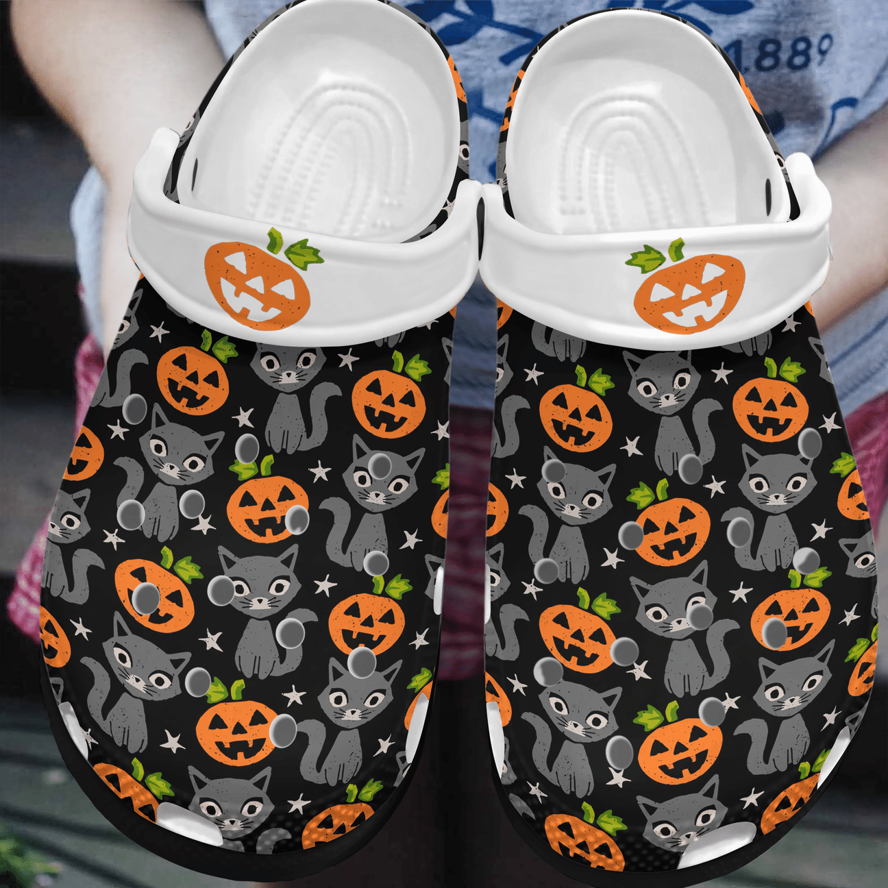 Halloween Personalized Clog, Custom Name, Text, Color, Number Fashion Style For Women, Men, Kid, Print 3D Witchy Cat