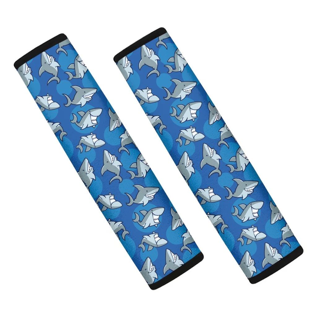 Cartoon Shark Pattern Print Car Seat Belt Covers