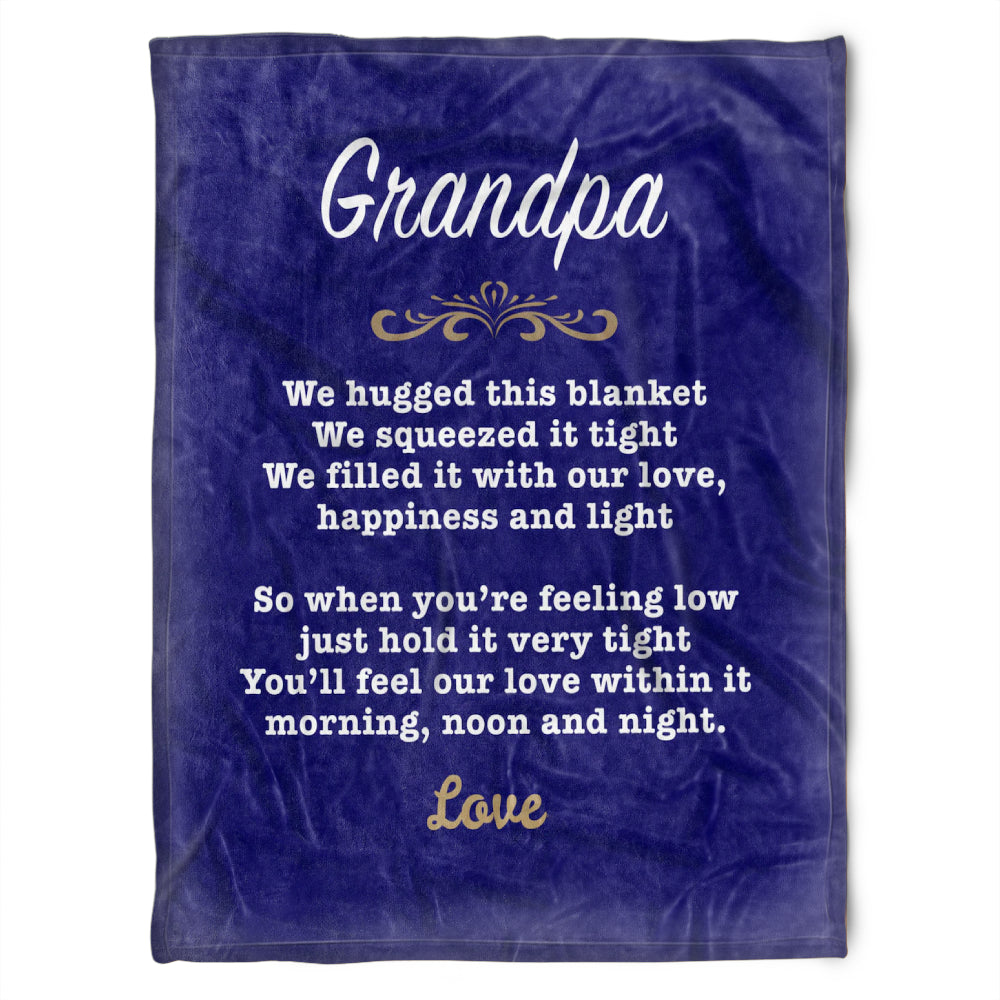 To My Grandpa We Hugged This Blue Fleece Blanket Gift For Grandparents Gift From Granddaughter Gift For Grandson Home Decor Bedding Couch Sofa Soft And Comfy Cozy