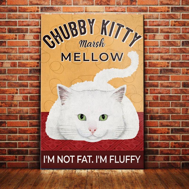 White Cat Marshmallow Canvas And Poster I’m Not Fat, I’m Fluffy | Art Print | Home Decor | Room Decor | Wall Art