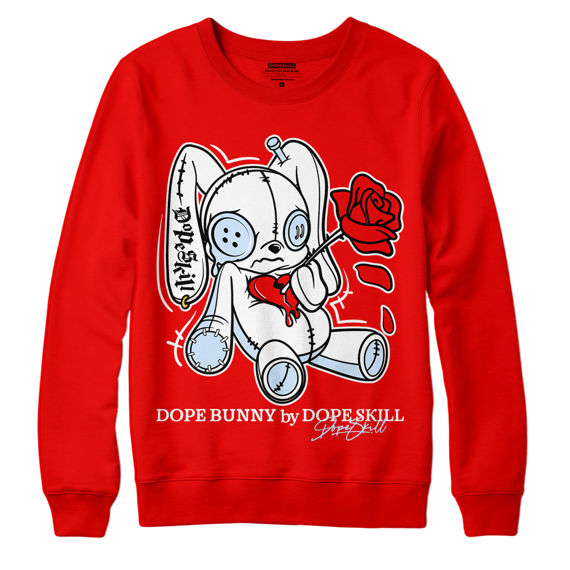 Cherry 11S Dopeskill Varsity Red Sweatshirt Dope Bunny Graphic