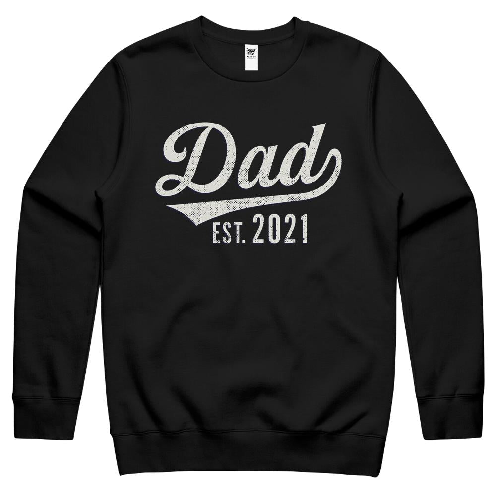 Vintage Mens Tee For Dad Est. 2021 Retro Sporty With Baseball Logo Style Father’s Day Daddy Choice Crewneck Sweatshirt