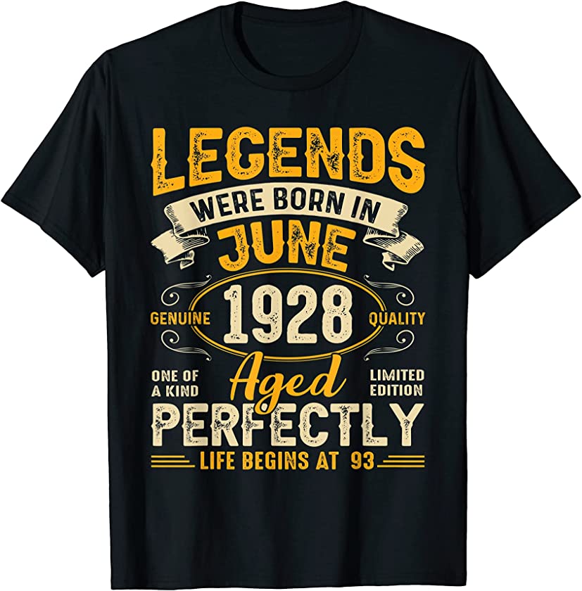 93 Years Old – Vintage June 1928 93rd Birthday T-Shirt