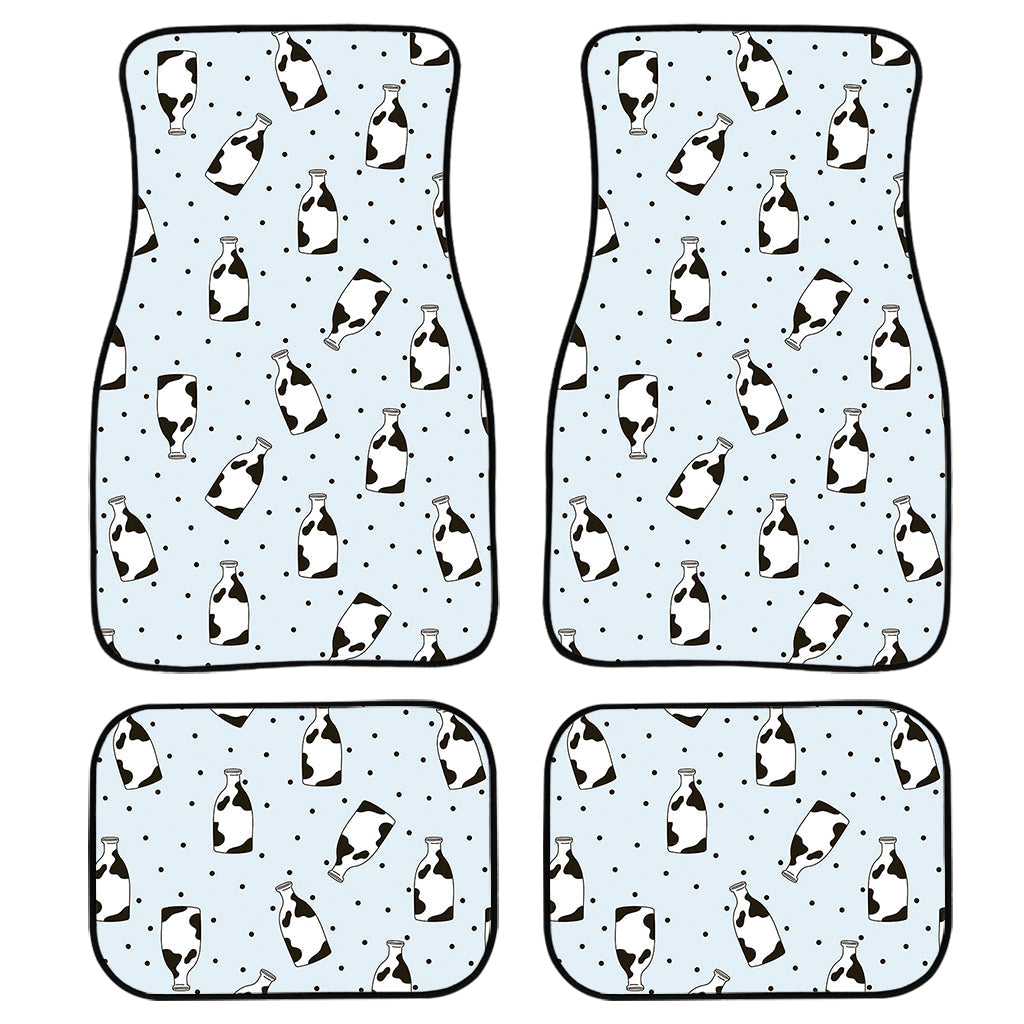 Cow Milk Bottle Pattern Print Front And Back Car Floor Mats, Front Car Mat