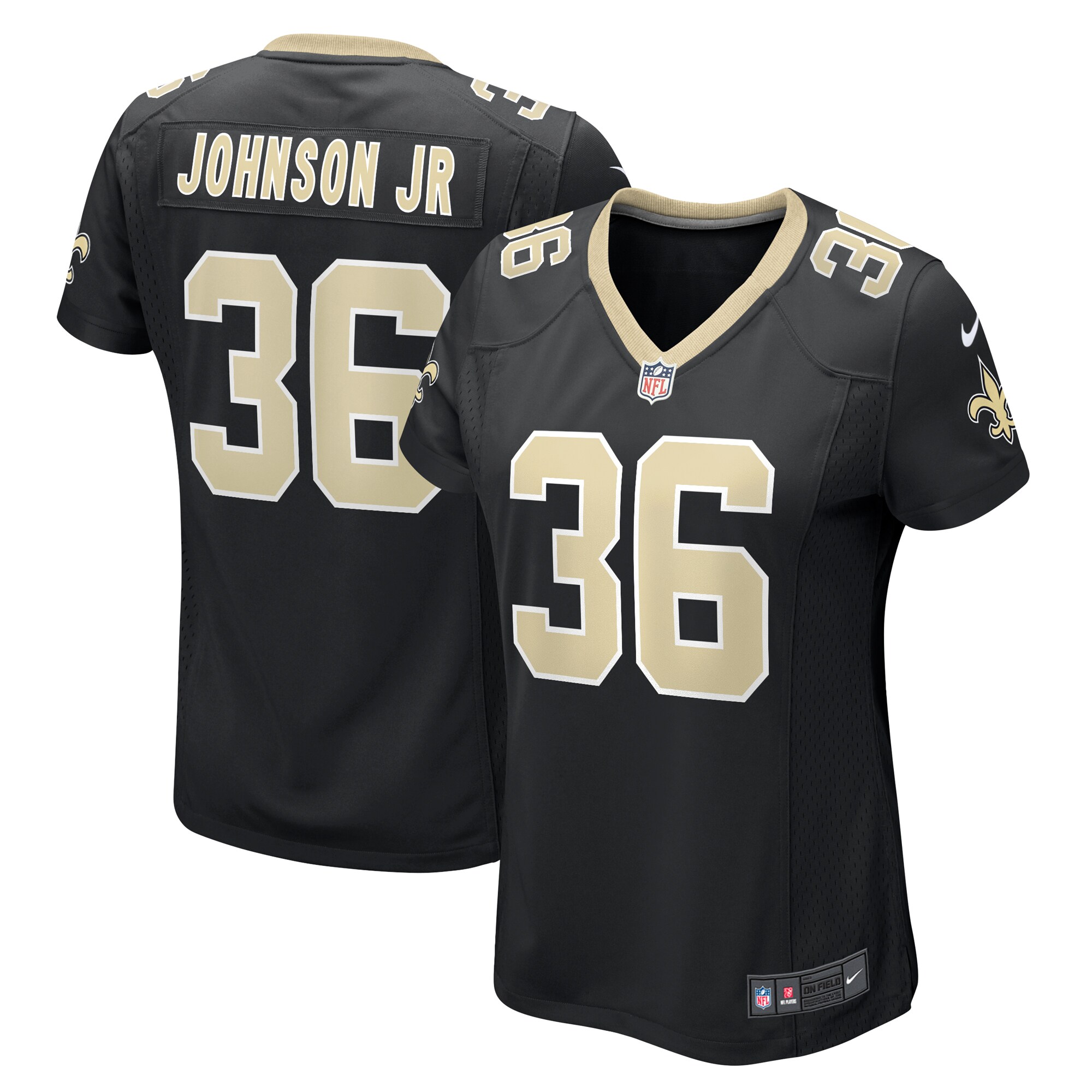 Women’s New Orleans Saints Anthony Johnson  Black Team Game Jersey