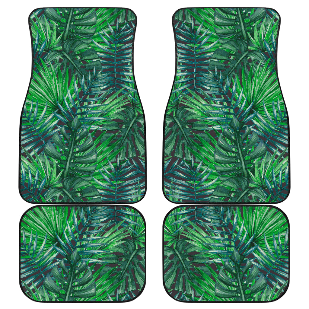 Watercolor Tropical Leaves Pattern Print Front And Back Car Floor Mats, Front Car Mat