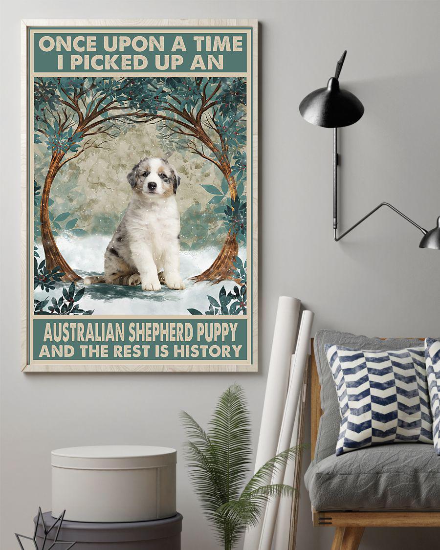 Australian Shepherd Puppy Once Upon A Time Portrait Poster & Canvas Gift For Dog Lover Friend Family Birthday Home Decor Wall Art Visual Art