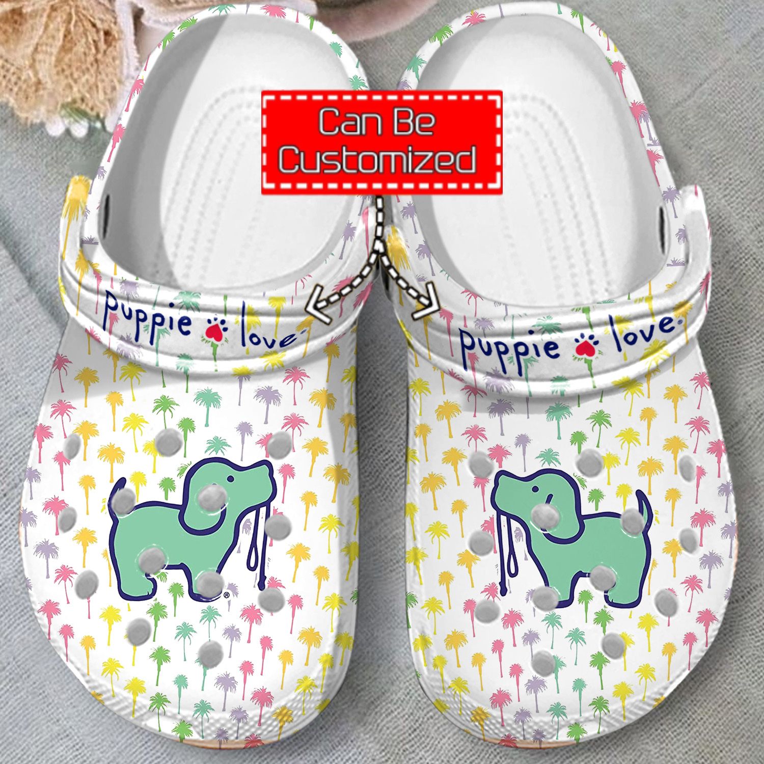 Animal Print Crocs – Puppie Love Green Clog Shoes