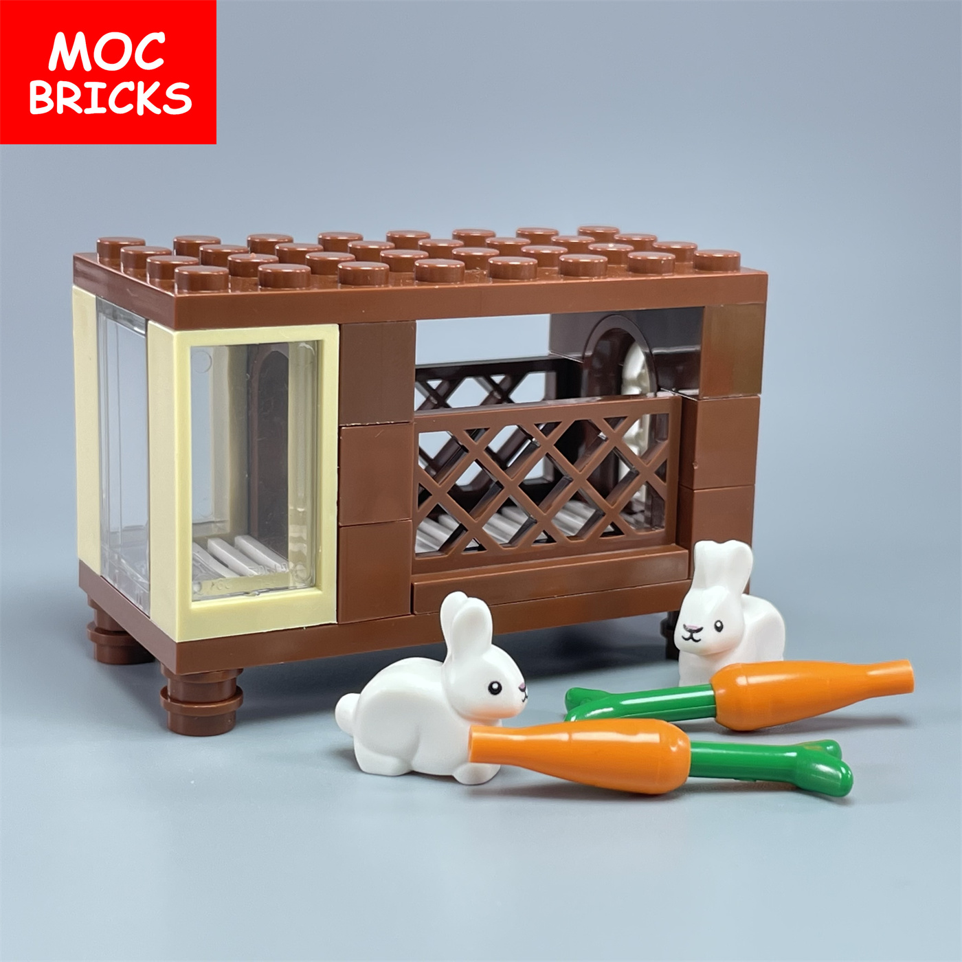 Set Sale MOC Bricks Animal Bunny Rabbit warren fit with 29685pb02 Farm flower Educational Building Model kid Blocks gift alx