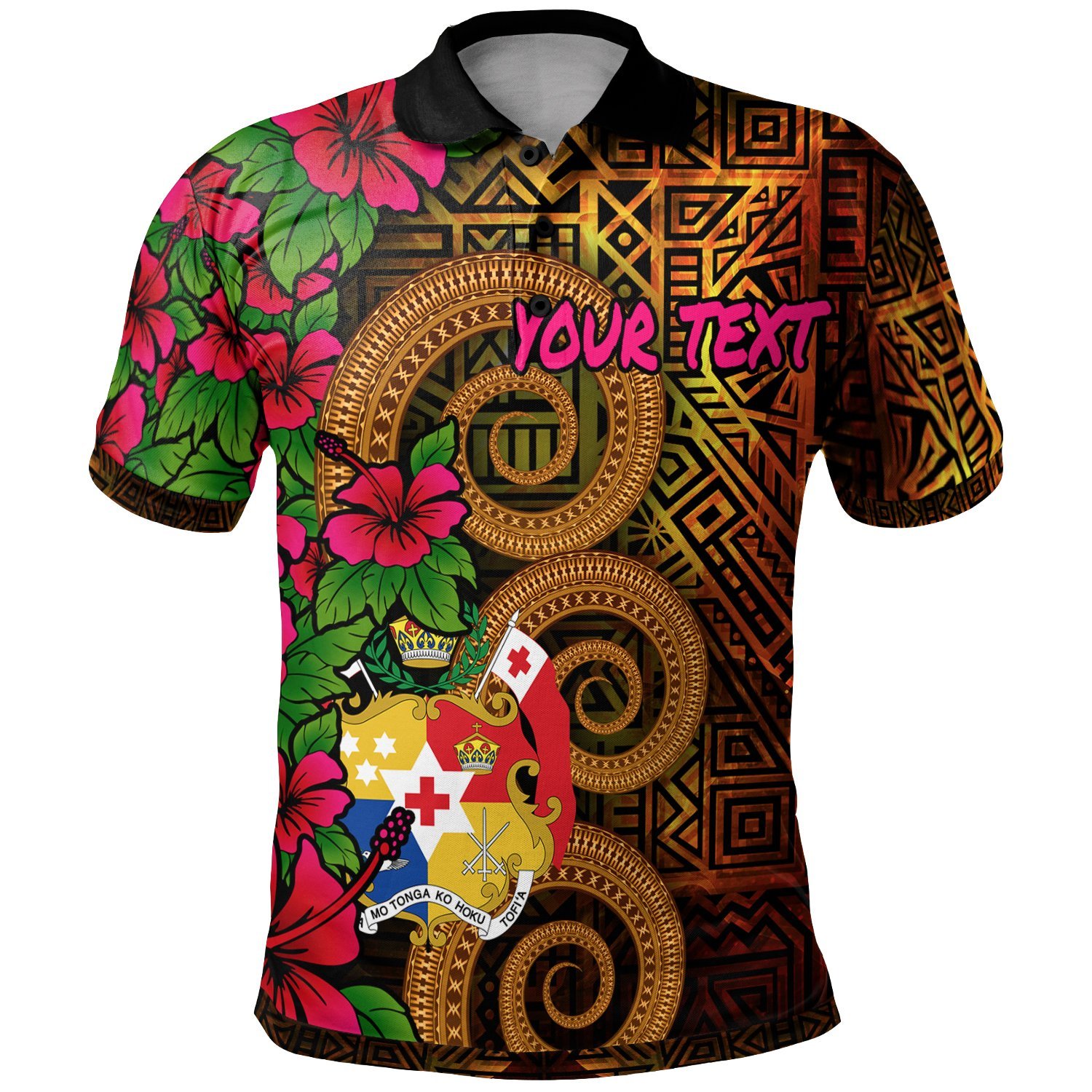 Tonga Polynesian Custom Personalised Polo Shirt – Hibiscus Vintage – BN12