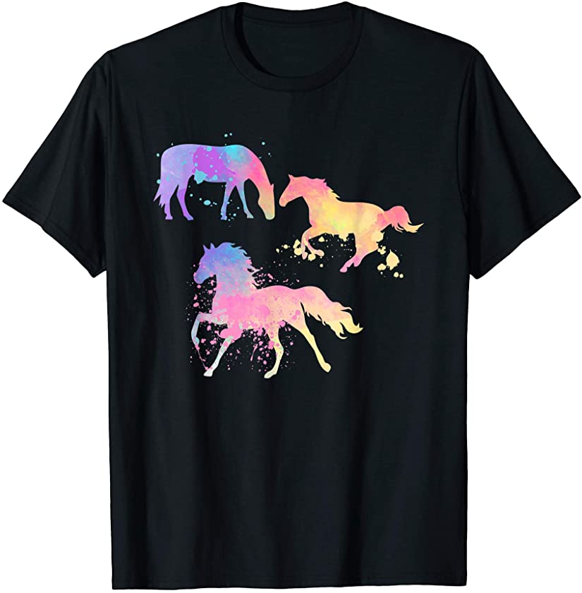 ”Watercolor Horses” Farm Animal Lover T-Shirt