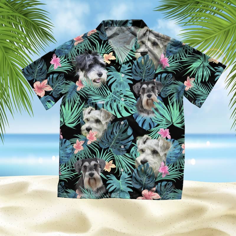 Miniature Schnauzer Hawaiian Shirt, Dog Summer Leaves Hawaiian Shirt, Unisex Print Aloha Short Sleeve Casual Shirt