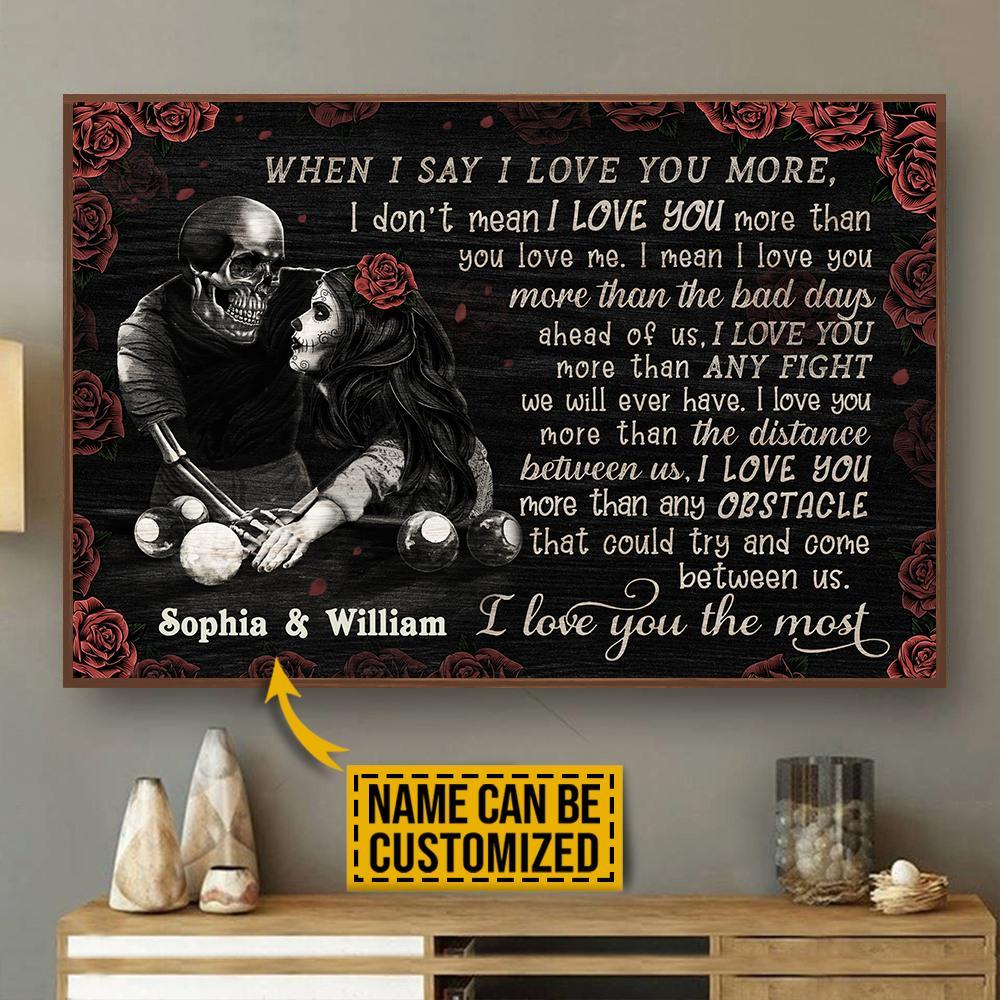 Aeticon Gifts Personalized Billiard Skeleton I Love You The Most Canvas Mom Dad Gift Home Decor