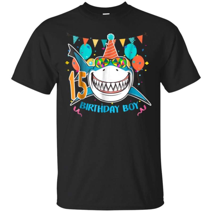 AGR Shark 15 Years Old  15th Birthday Gift Funny For Boy Shirt Jaq T-shirt