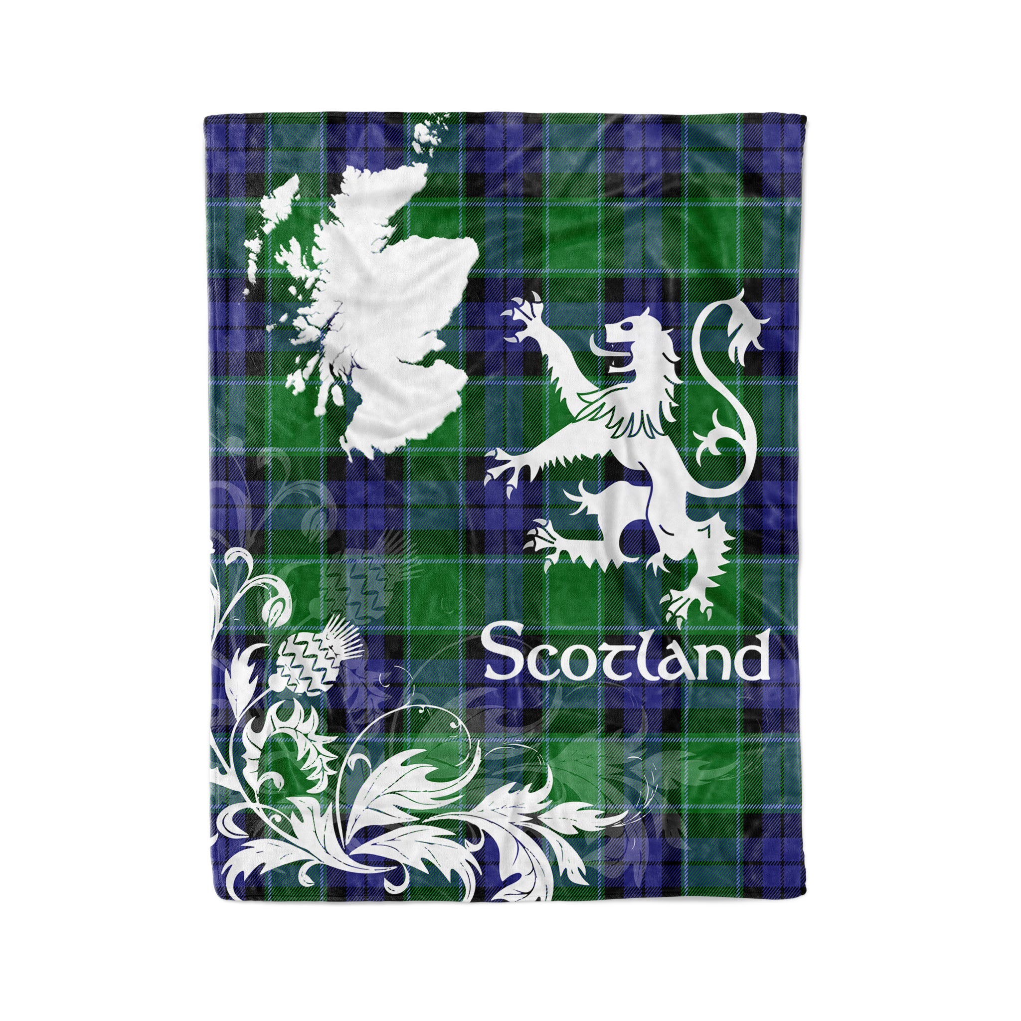 Tartan Plaid Fleece Blanket Tartan Blanket Thistle And Lion Scottish Clan Graham Of Menteith Modern Plaid Blanket