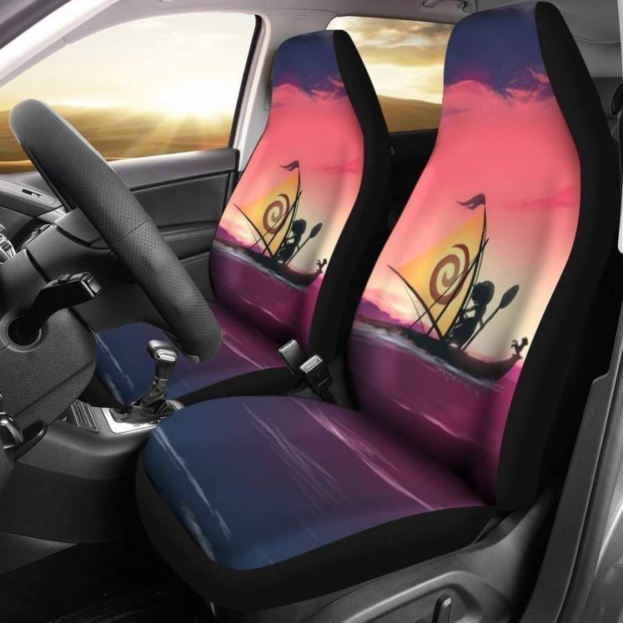 Sunset Moana On Boat Car Seat Covers