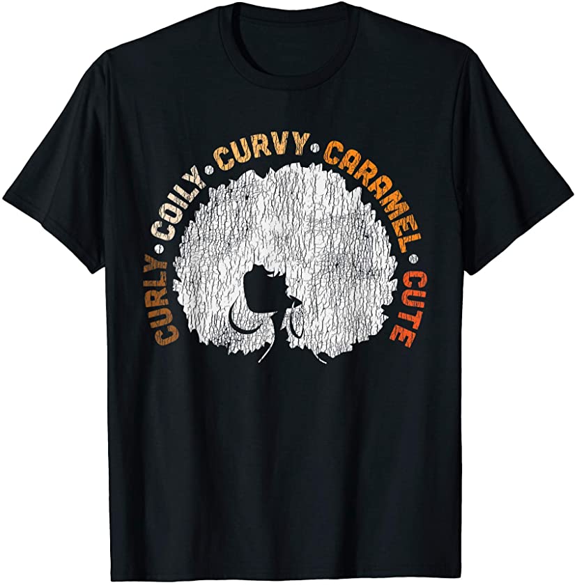 Vintage African Afro Coily Caramel Cute Pride Black Queen T-Shirt