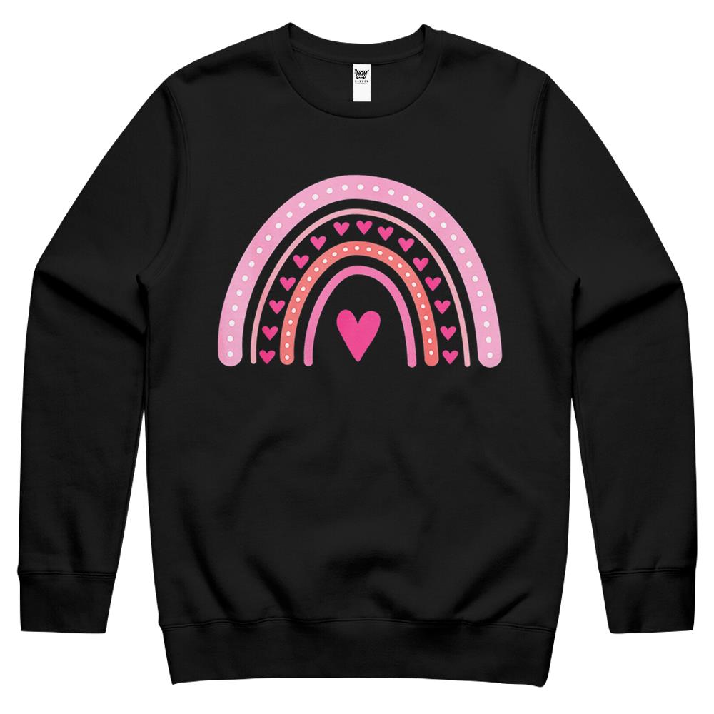 Cute Heart Rainbow Valentines Day Teacher Girls Womens Crewneck Sweatshirt