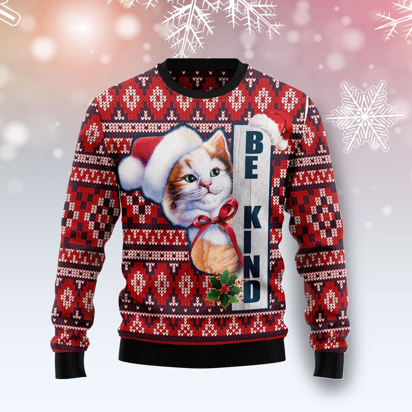 Cat Be Kind Ugly Christmas Sweater | For Men & Women | Adult | Us5053