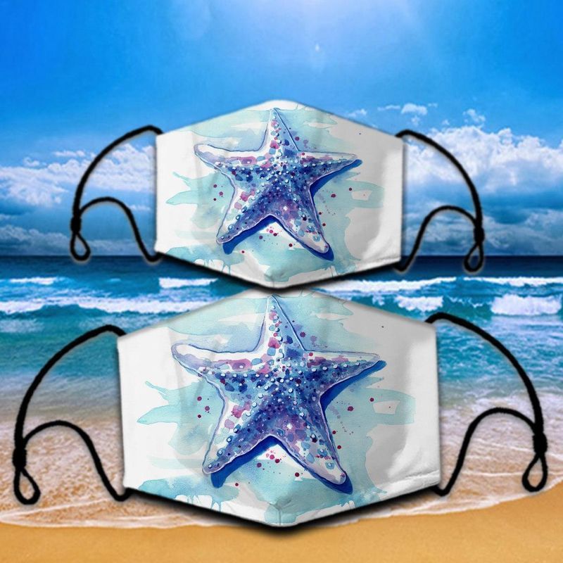 Starfish Art Drawing Face Covering Sea Animal Love Gift For Starfish Lovers Cotton Mask 1-10 Pcs For Kid & Adult All Over Print Face Mask Covering For Adults And Kids