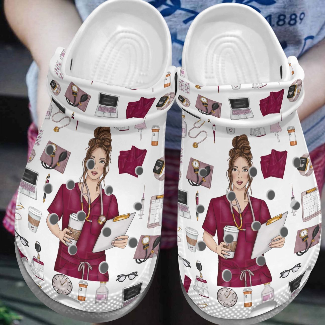 Nurse Personalize Clog, Custom Name, Text, Fashion Style For Women, Men, Kid, Print 3D Whitesole Nurse Life 6