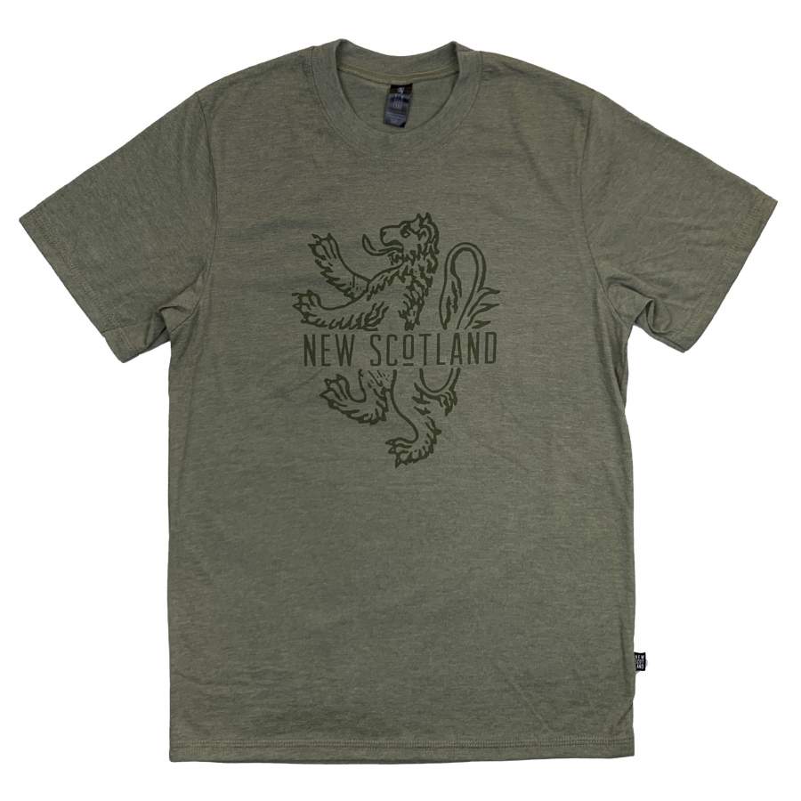 50/50 Organic Recycled Traditional Lion T-shirt in Heather Army