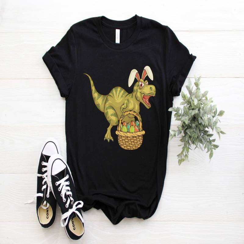 Crushtee T Rex Dinosaur Easter Bunny Egg Happy Easter T Shirt, Easter Bunny, Kids, Womens Easter, Funny Easter Shirt, Easter Gift, Easter Gifts, Long Sleeve Hoodie