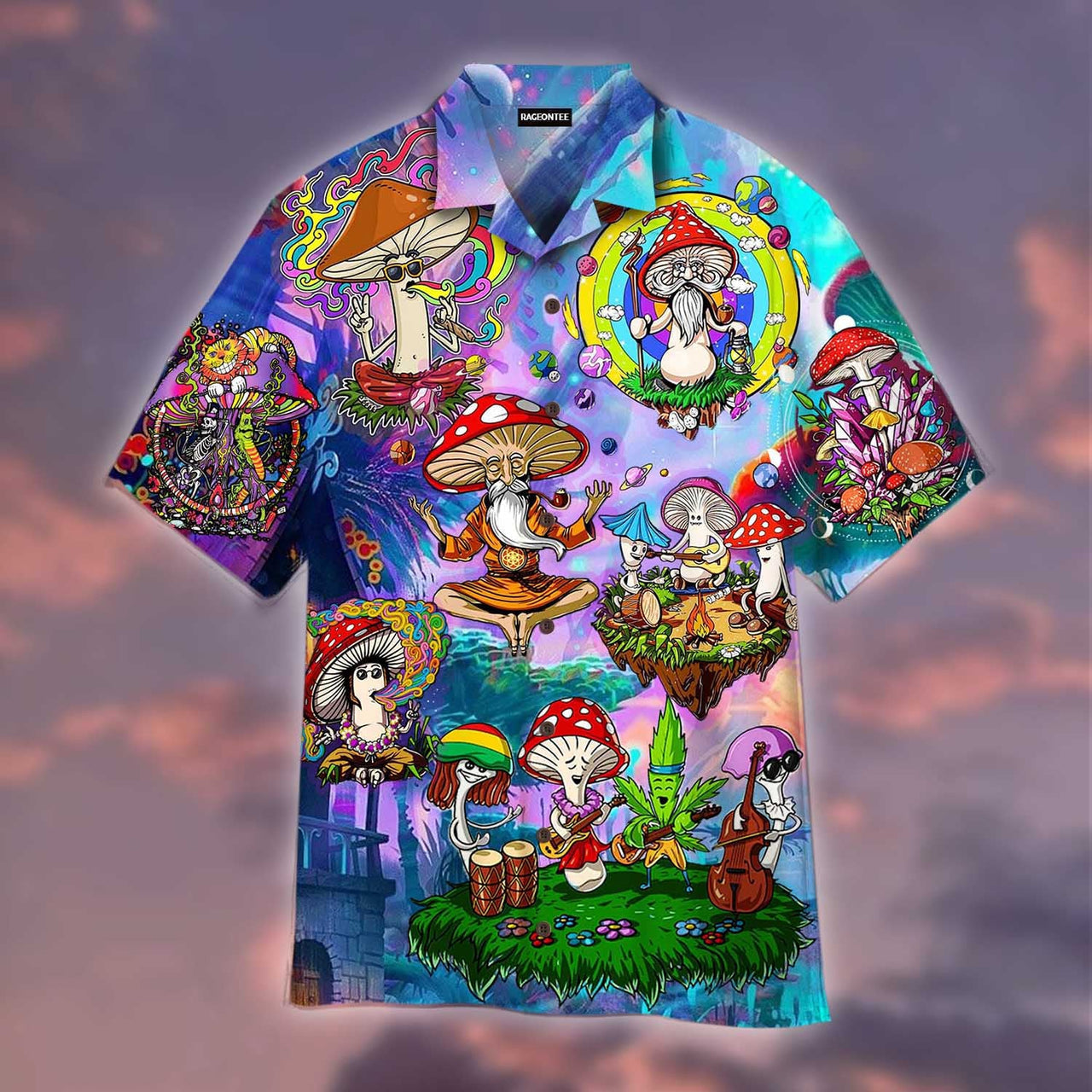 Hippie Magic Mushroom Colorful Aloha Hawaii Shirts For Men Women Ha1711