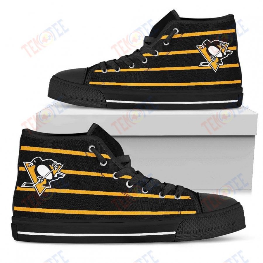 Mens Womens Pittsburgh Penguins High Top Shoes Edge Straight Perfect Circle Shoes TMT935