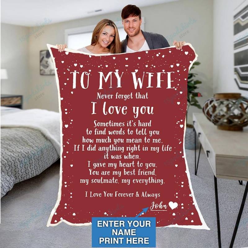 Custom Blankets Personalized Blanket – Perfect gift for Wife – Sherpa Blanket