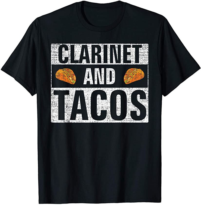 Vintage Clarinet and Tacos Funny Orchestra Player Gift T-Shirt